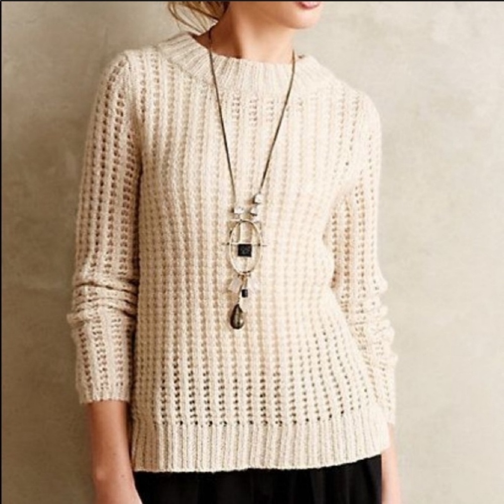 Anthropologie waffle knit stitch sweater Large